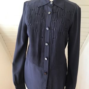 Tory Burch navy silk blouse size 4
